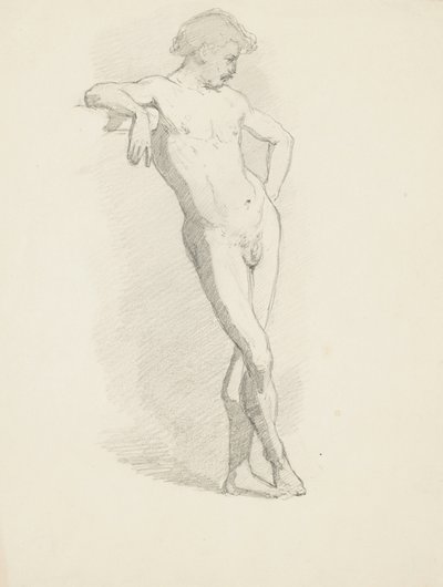 Study of Standing Male Nude Leaning on a Ledge by Walter Shirlaw